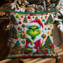 Load image into Gallery viewer, Personalized Grinchmas Throw Pillow Custom Name Christmas Gift
