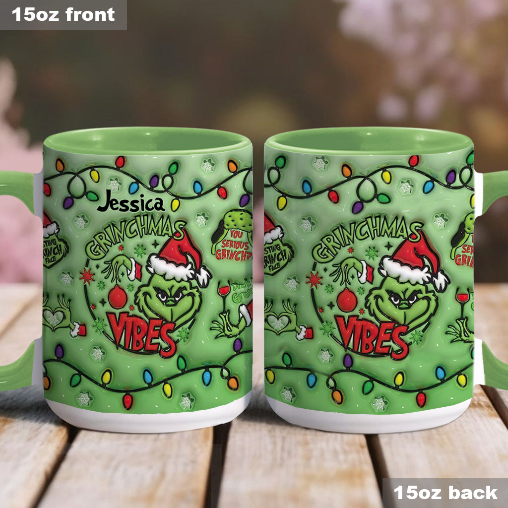 Personalized Grinchmas Vibes Accent Mug Custom Name Gift