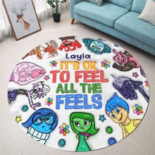 Load image into Gallery viewer, Personalized Round Rug 'It's Ok To Feel All The Feels' Unique Gift for Kids
