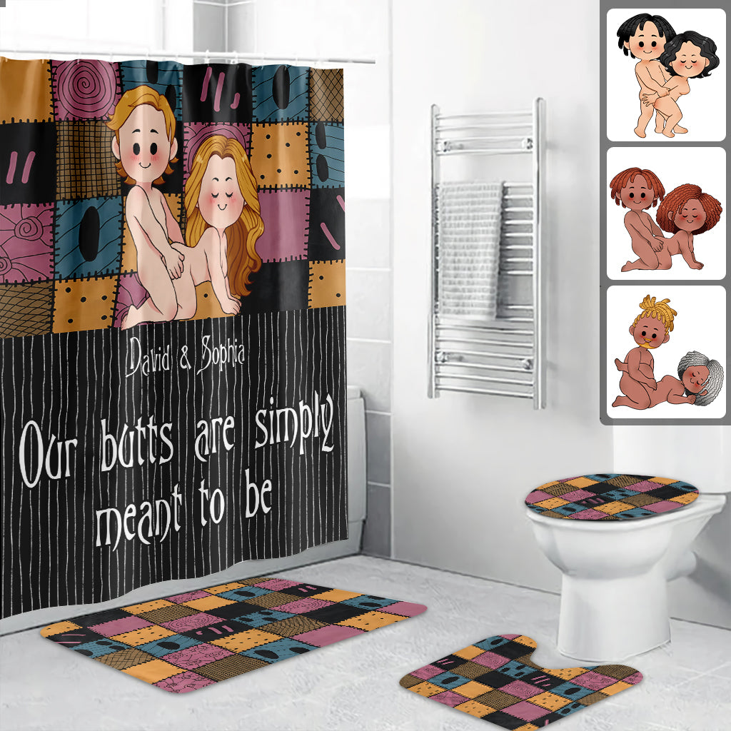 Personalized Nightmare Bathroom Curtain & Mats Set for Couples