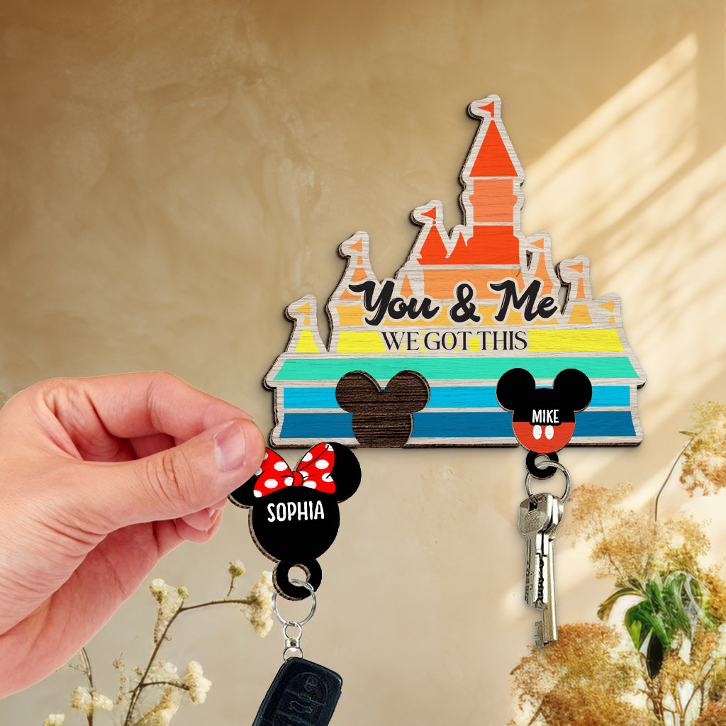 Personalized Wooden Key Holder with Names for Couples