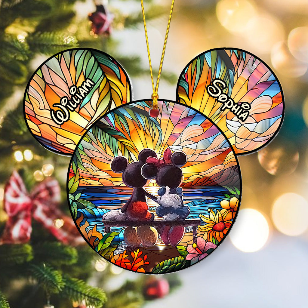 Personalized Romantic Mouse Couple Acrylic Ornament for Christmas