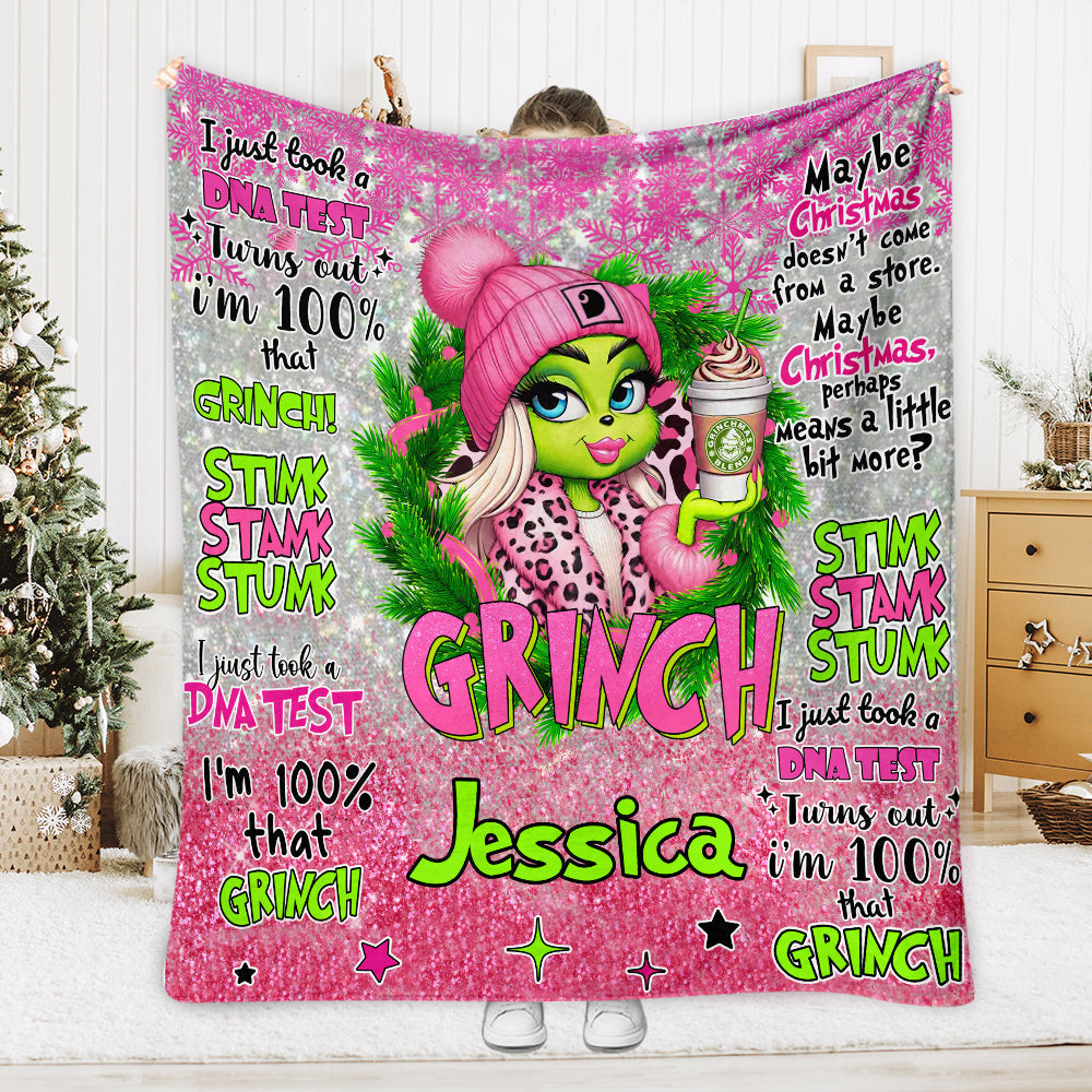 Personalized Merry Grinchmas Blanket Custom Name Christmas Gift