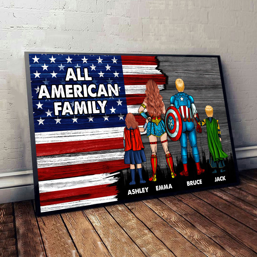 Personalized Family Canvas Wall Art Custom Names USA Gift