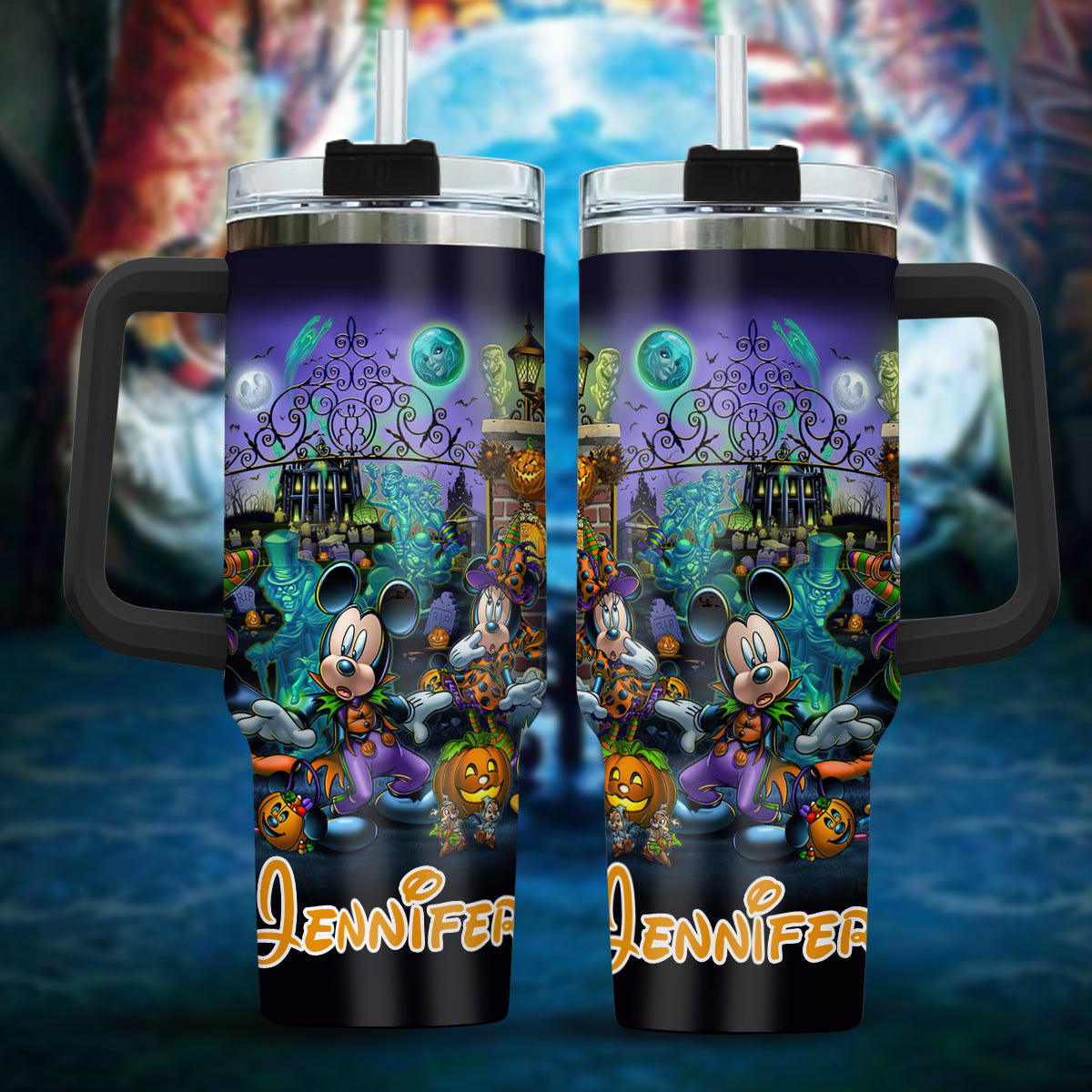 Personalized Halloween Tumbler with Handle for Drinks