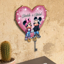 Load image into Gallery viewer, Personalized Wood Key Holder with Heart Design for Couples
