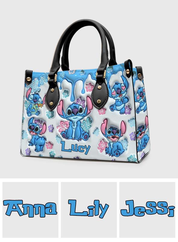 Personalized Ohana Leather Handbag Gift for Her - Floral Design
