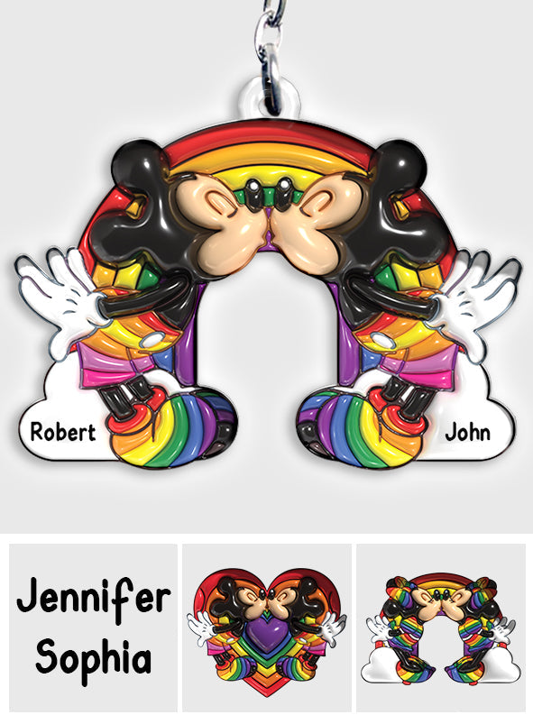 Personalized LGBT Support Keychain Custom Names for Couples