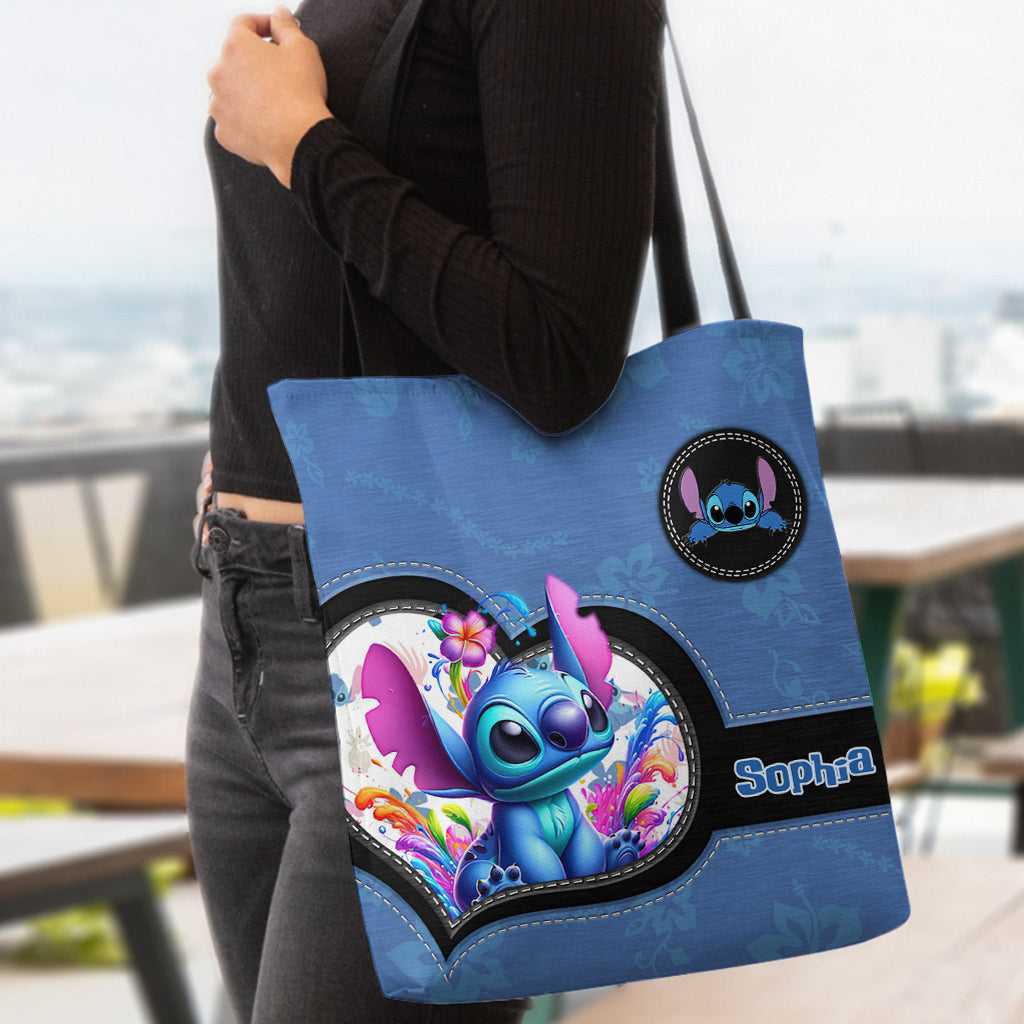 Personalized Blue Ohana Tote Bag Custom Name Gift for Mom