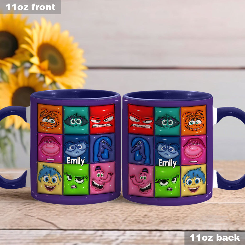 Personalized Accent Mug with Emotion Faces Custom Name Gift