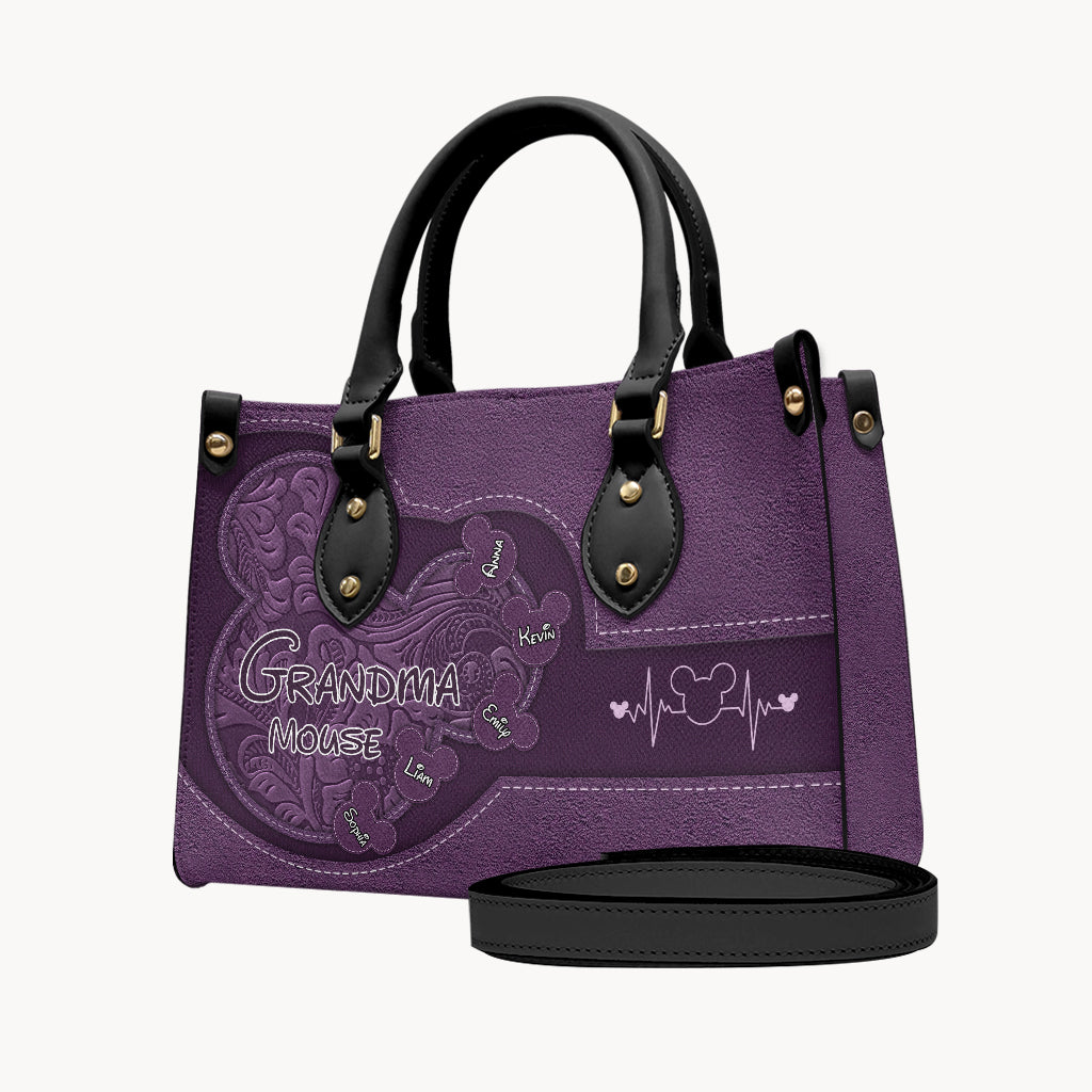 Personalized Mouse Ears Leather Handbag Custom Name Gift for Grandma