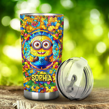 Load image into Gallery viewer, Personalized Happy Yellow Monster Tumbler Custom Name Gift for Kids
