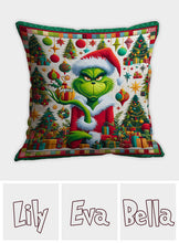 Load image into Gallery viewer, Personalized Grinchmas Throw Pillow Custom Name Christmas Gift
