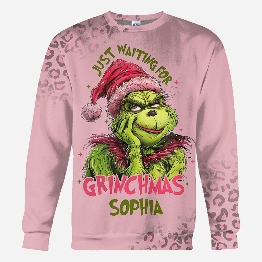 Personalized Grinch Christmas All Over Shirt for Kids with Custom Name