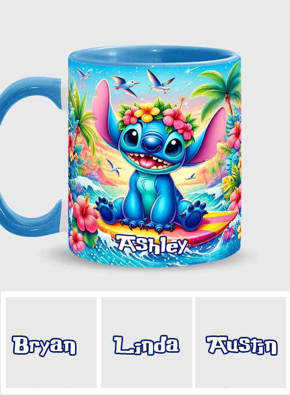 Personalized Ohana Accent Mug Custom Name Tropical Gift