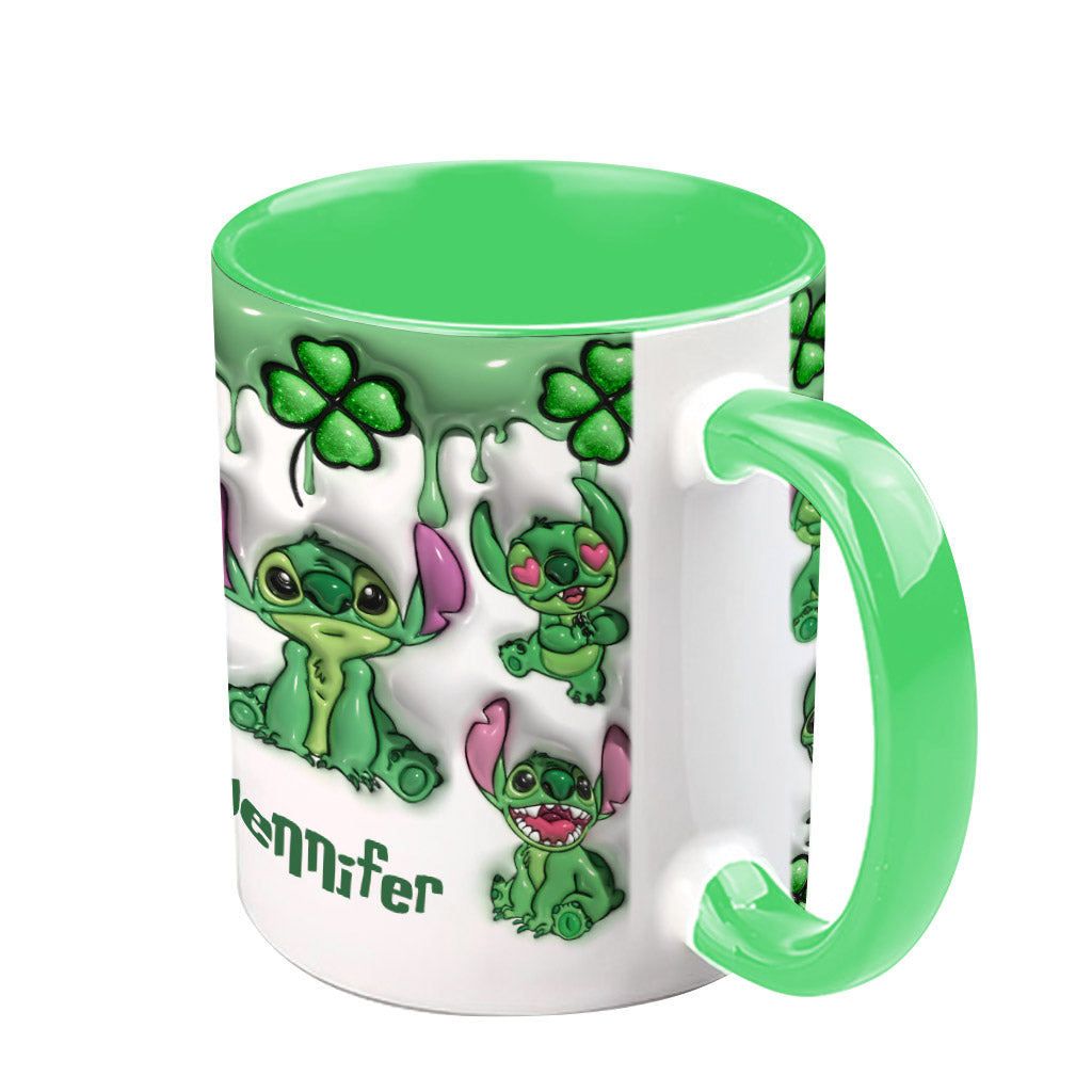 Personalized Lucky Shamrock Accent Mug Custom Name Gift