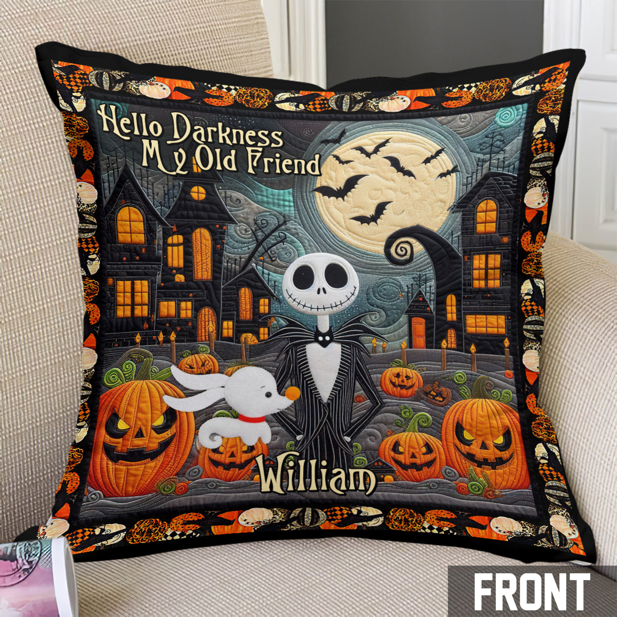 Personalized Nightmare Throw Pillow Halloween Gift for Kids