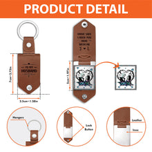 Load image into Gallery viewer, Personalized Leather Photo Keychain Gift for Couples | Drive Safe Reminder
