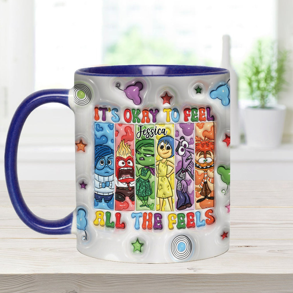 Personalized Accent Mug It's Okay To Feel All The Feels Gift for Birthday/Graduation