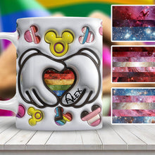 Load image into Gallery viewer, Personalized LGBT Support Mug with Custom Pride Flag Hands
