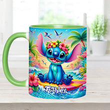 Load image into Gallery viewer, Personalized Ohana Accent Mug Custom Name Tropical Gift
