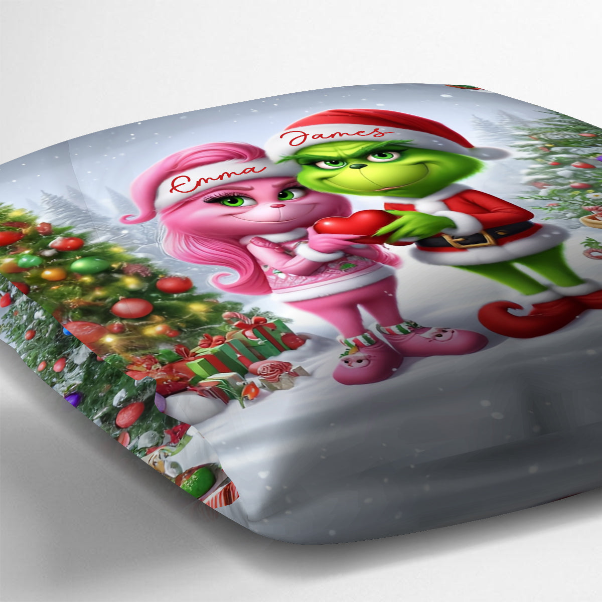 Personalized Grinchmas Throw Pillow Custom Names Gift for Christmas