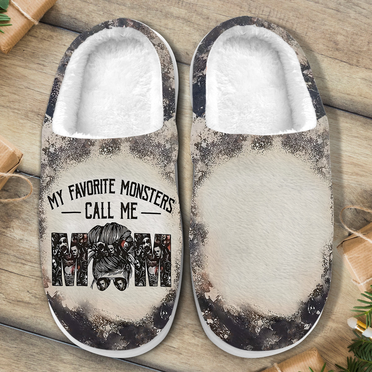 Personalized Mother Slippers My Favorite Monsters Call Me Mom Gift