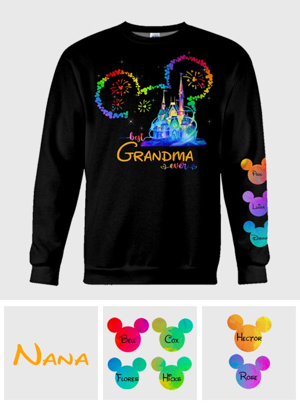 Personalized Colorful Mouse Ear All Over Shirt Gift for Grandma