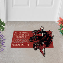 Load image into Gallery viewer, Personalized Thrones Game Shaped Doormat Custom Family Name Gift

