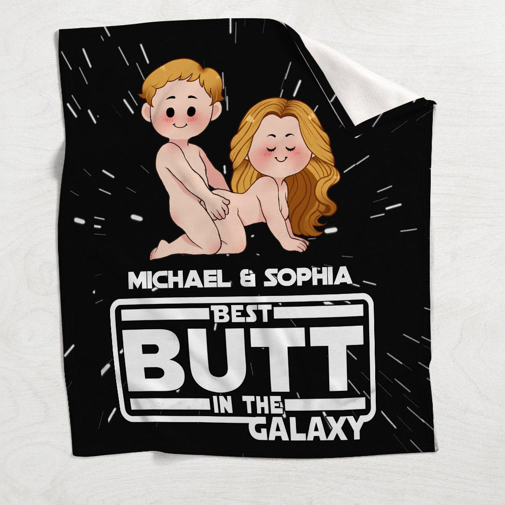 Personalized Best Butt in the Galaxy Blanket for Couples