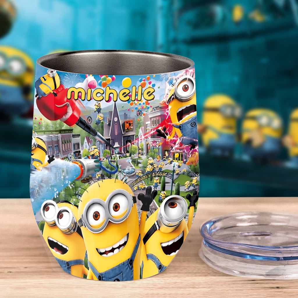 Personalized Minions Wine Tumbler Custom Name Gift Idea