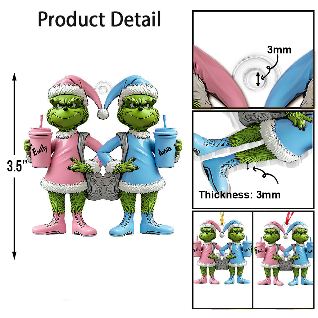 Personalized Grinch Transparent Ornament Custom Gift for Friends
