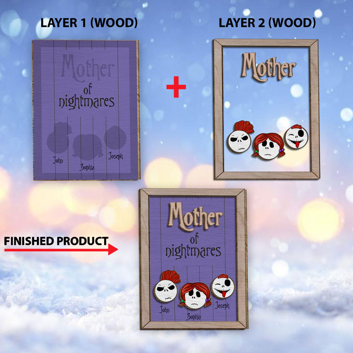 Personalized 2 Layered Wood Sign for Family Gift Decor