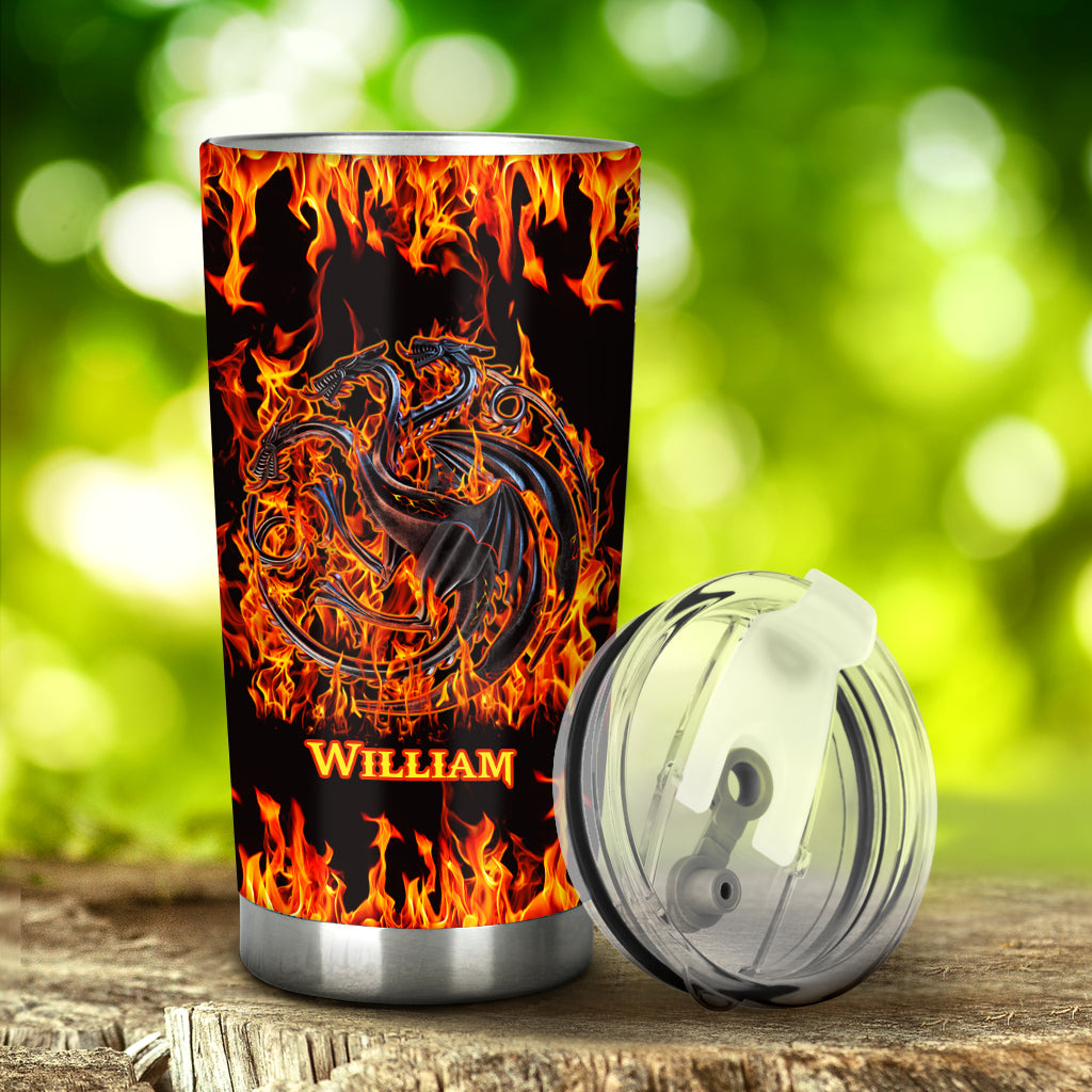 Personalized Game of Thrones Fire And Blood Tumbler Custom Name Drinkware Gift