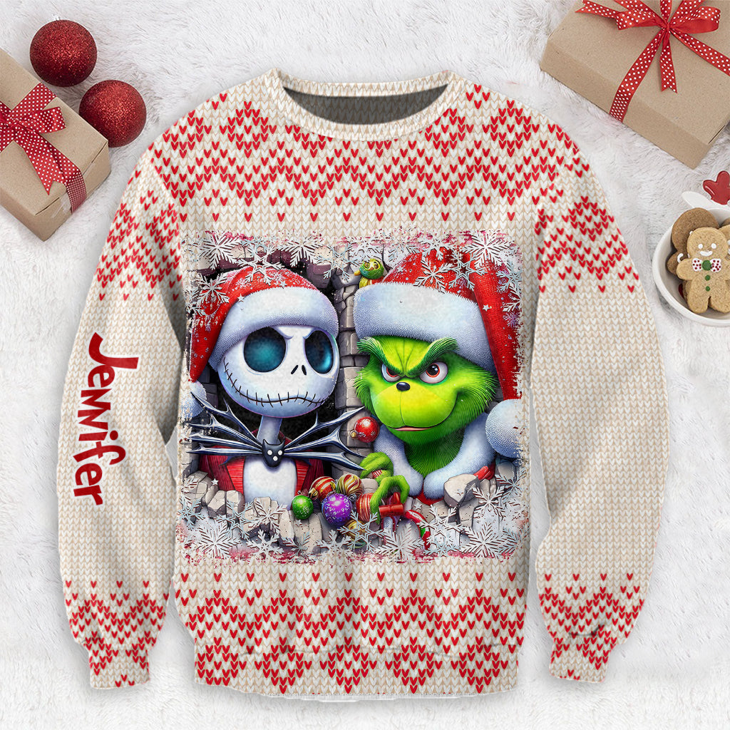 Personalized Nightmare Before Christmas Ugly Sweater for Christmas