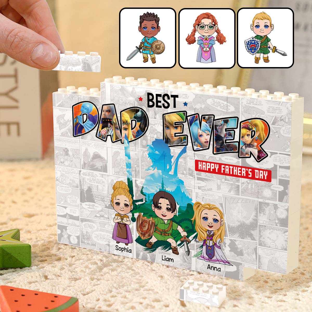 Personalized Building Brick Block Best Dad Ever Gift for Father's Day