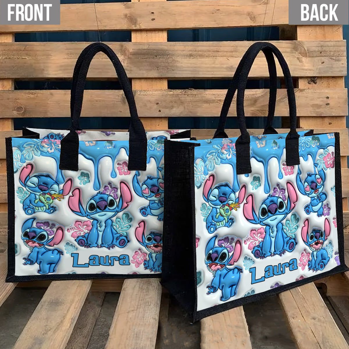 Personalized Ohana Canvas Tote Bag Custom Name Gift for Mom
