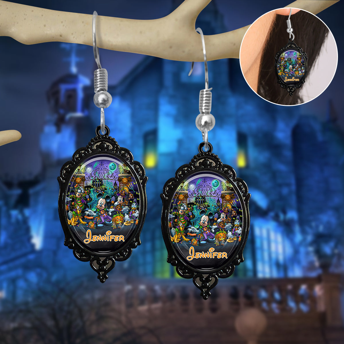 Personalized Halloween Themed Mouse Earrings Gift for Her