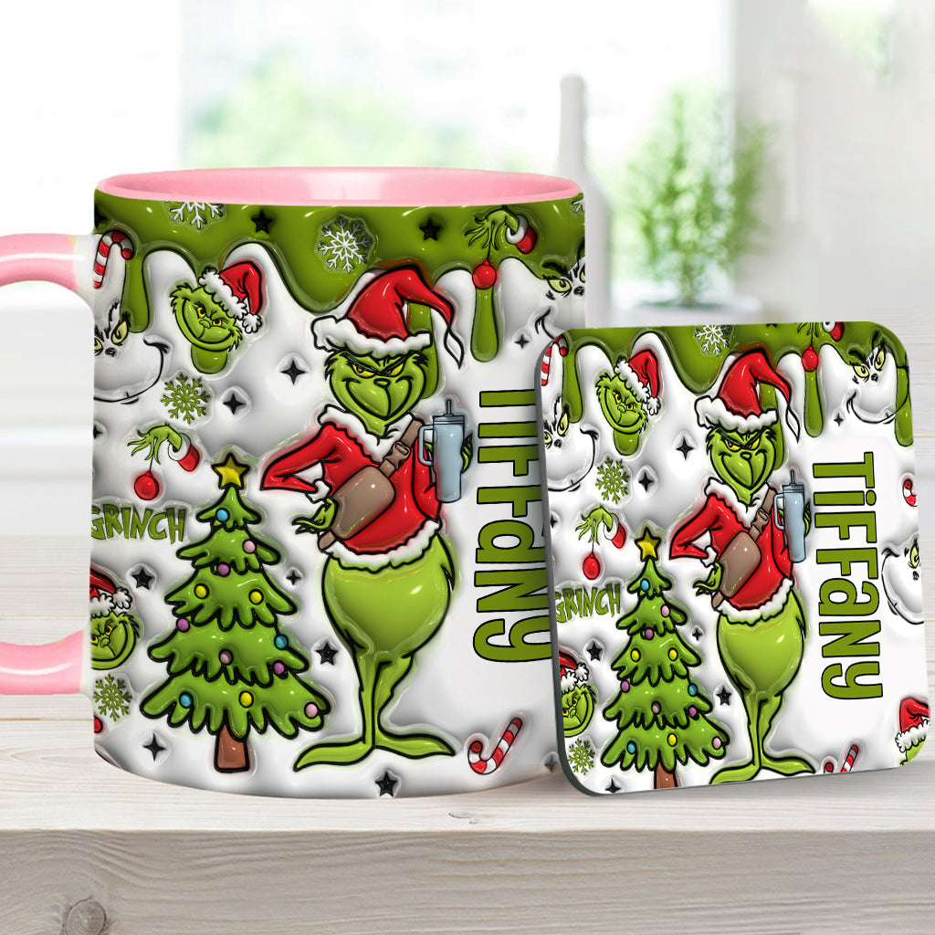 Personalized Grinch Accent Mug Custom Name Gift for Christmas