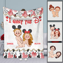 Load image into Gallery viewer, Personalized Mouse-Themed Blanket Custom Names Gift for Couple

