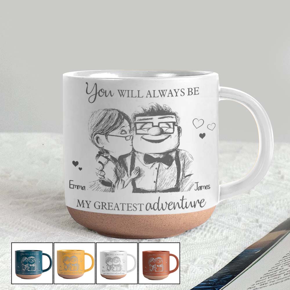 Personalized Engraved Pottery Mug Custom Name Gift for Couples
