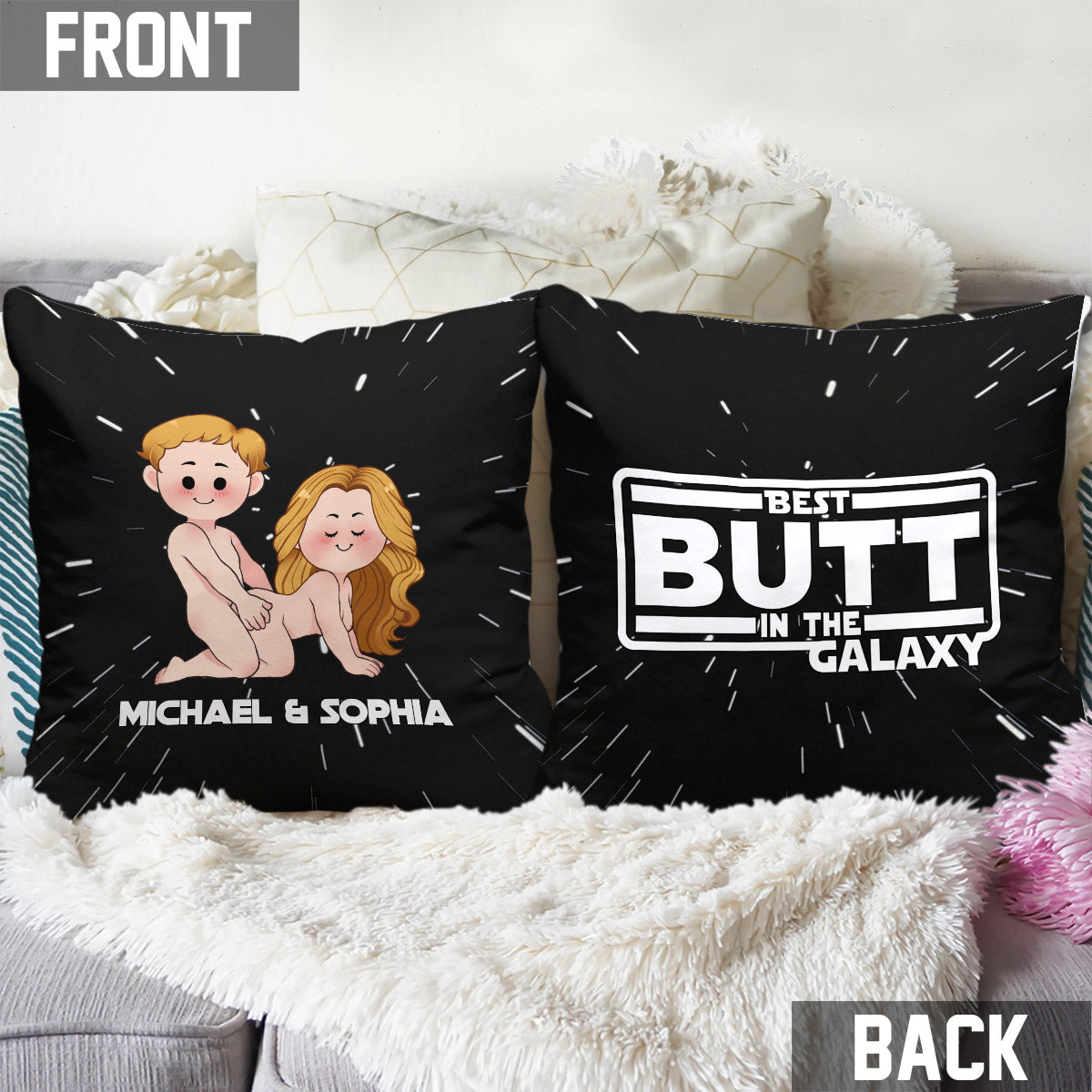 Personalized Throw Pillow Best Butt in the Galaxy Gift for Couples