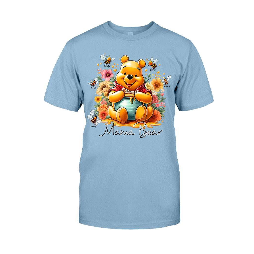 Personalized Mama Bear T-Shirt & Hoodie with Floral Design for Mom