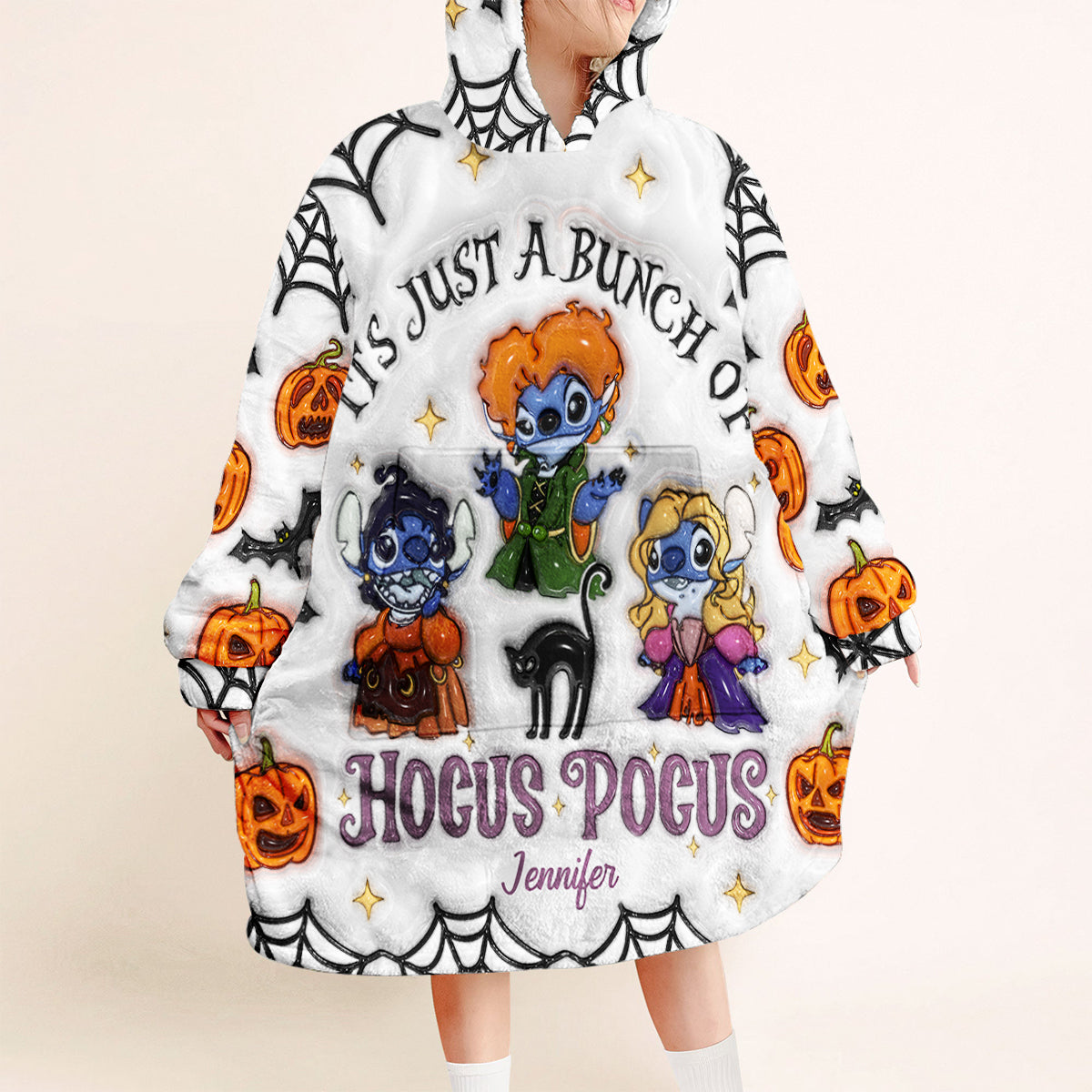 Personalized Halloween Blanket Hoodie Custom Name Soft and Cozy