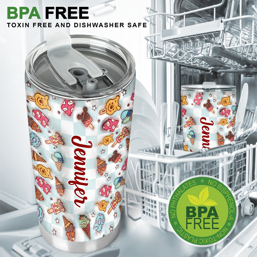 Personalized Tumbler with Snacks Design Custom Name Gift