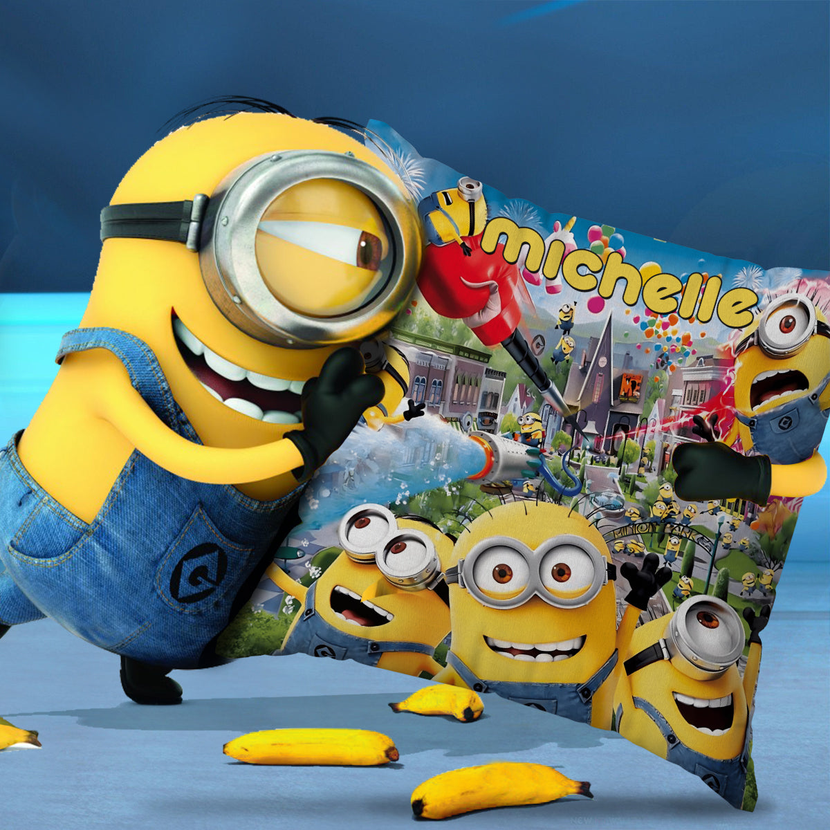 Personalized Minion Throw Pillow Custom Name Gift for Kids