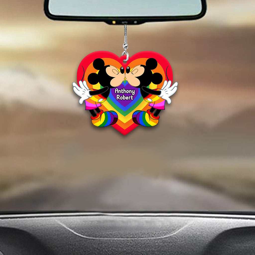 Personalized Car Ornament Love Is Love LGBT Rainbow Gift