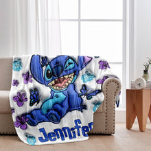 Load image into Gallery viewer, Personalized Purple Ohana Blanket Custom Name Gift for Kids
