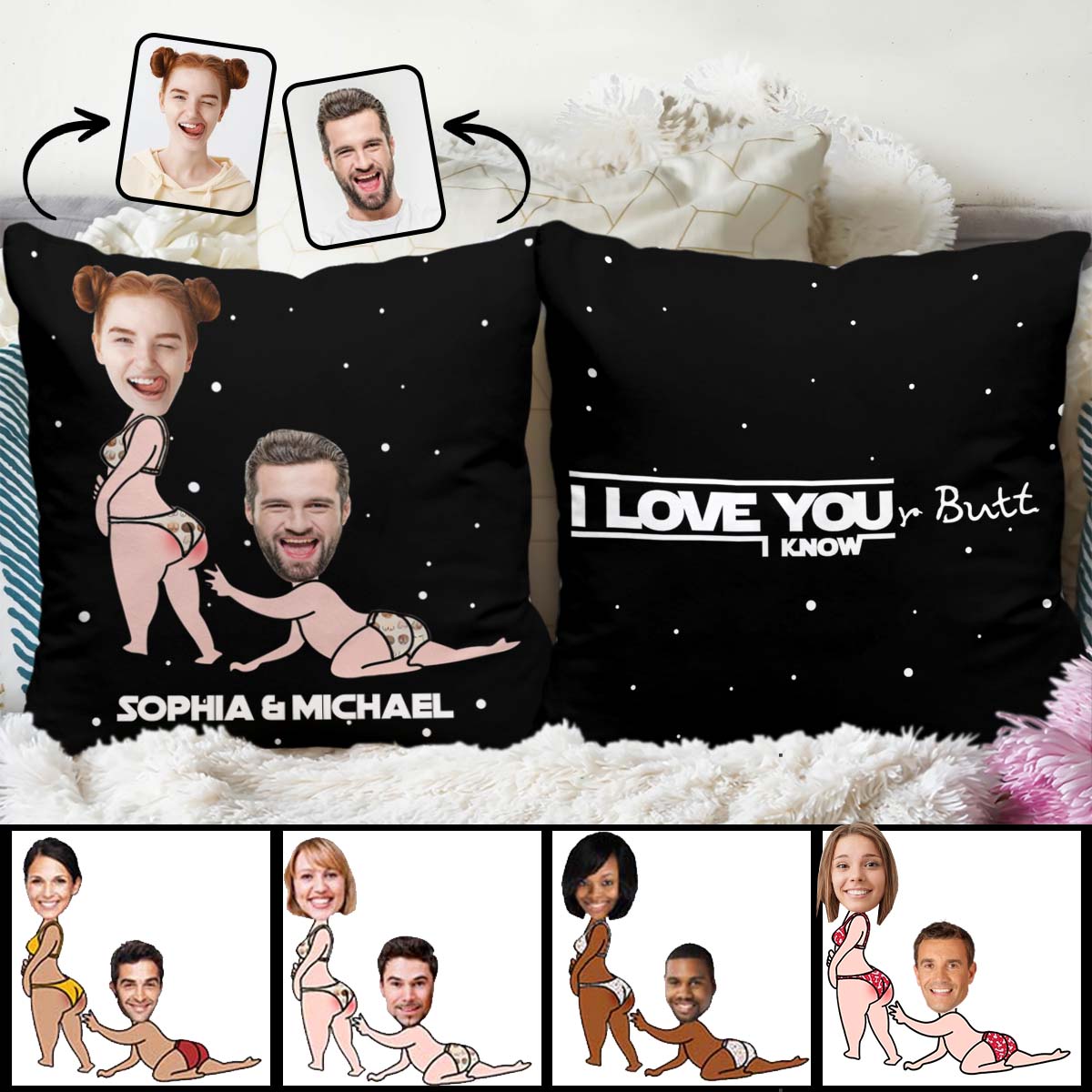 Personalized Funny Throw Pillow Custom Couple Gift for Him/Her