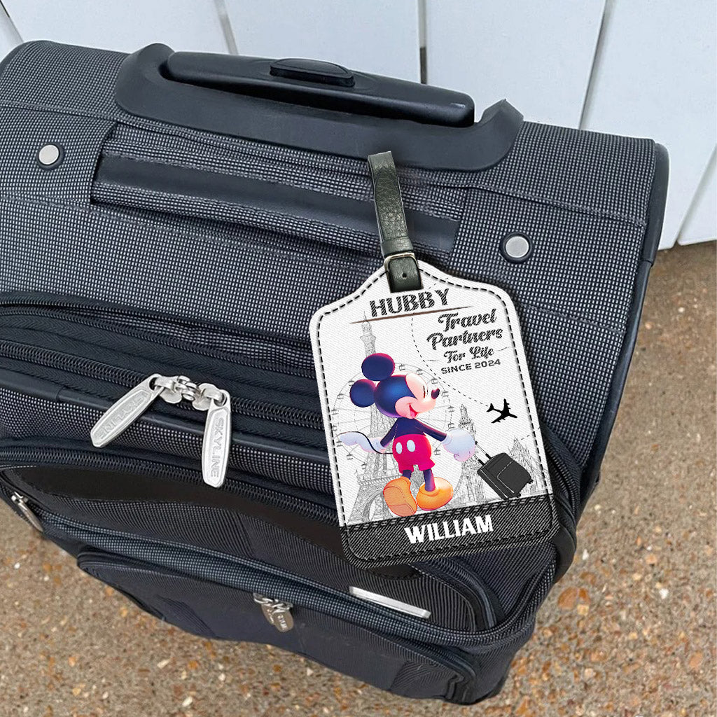 Personalized Leather Luggage Tag Travel Partners Gift for Couples